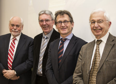2016 Nobel Prize in Chemistry winners Fraser Stoddart, Jean-Pierre Sauvage and Ben Feringa with Jean-Marie Lehn